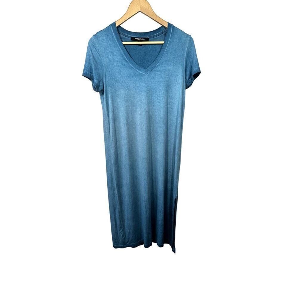 FIFTEEN TWENTY Women's Jersey V-Neck T-Shirt Dress Teal Size Extra Small